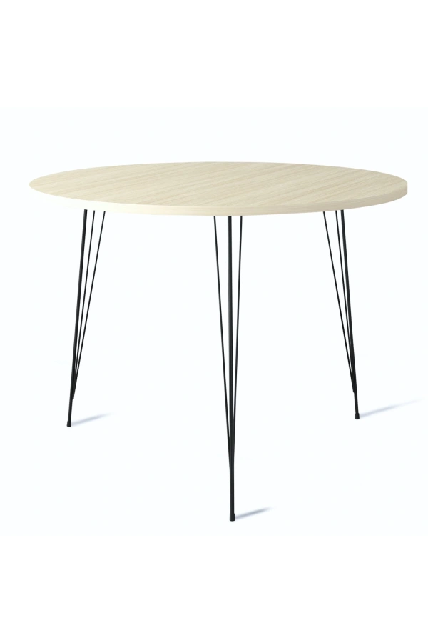 Pasific Home Sandalf Metal Ayaklı Yuvarlak Mutfak Masası, Meşe