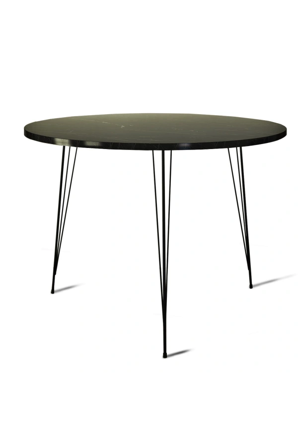 Pasific Home Sandalf Metal Ayaklı Yuvarlak Mutfak Masası, Siyah Mermer