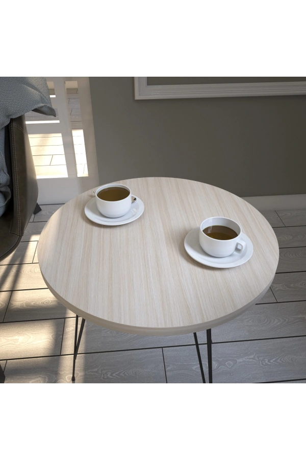 Pasific Home Sandalf Yan Sehpa, Metal Ayaklı, Açık Meşe