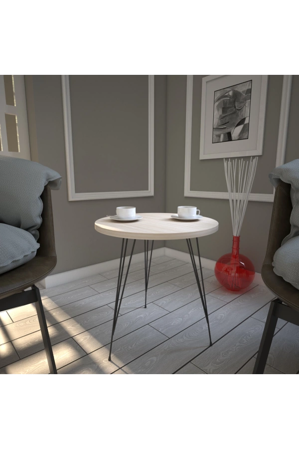 Pasific Home Sandalf Yan Sehpa, Metal Ayaklı, Açık Meşe