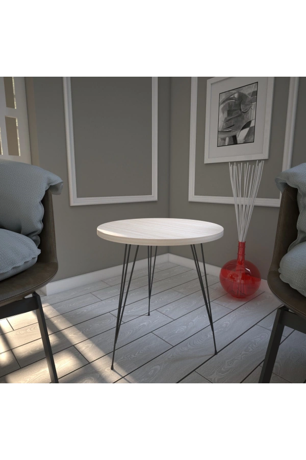 Pasific Home Sandalf Yan Sehpa, Metal Ayaklı, Açık Meşe