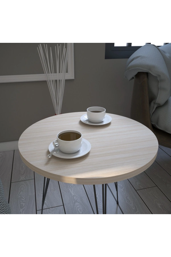 Pasific Home Sandalf Yan Sehpa, Metal Ayaklı, Açık Meşe