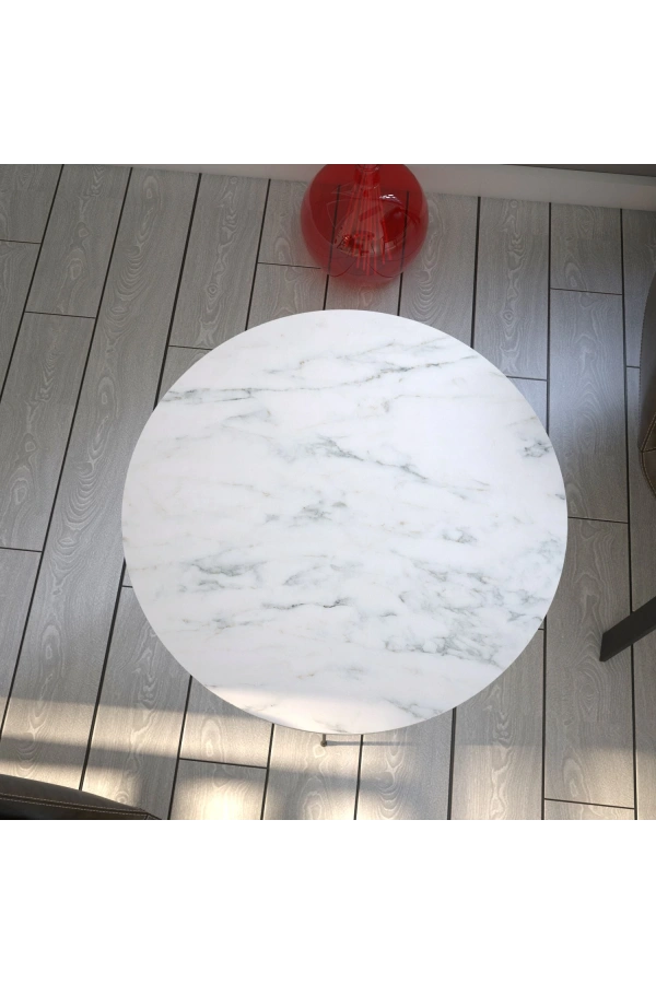 Pasific Home Sandalf Yan Sehpa, Metal Ayaklı, Beyaz Mermer