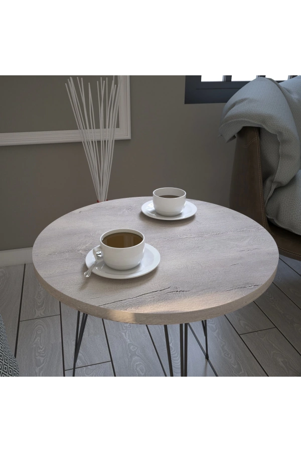 Pasific Home Sandalf Yan Sehpa, Metal Ayaklı, Beyaz Meşe