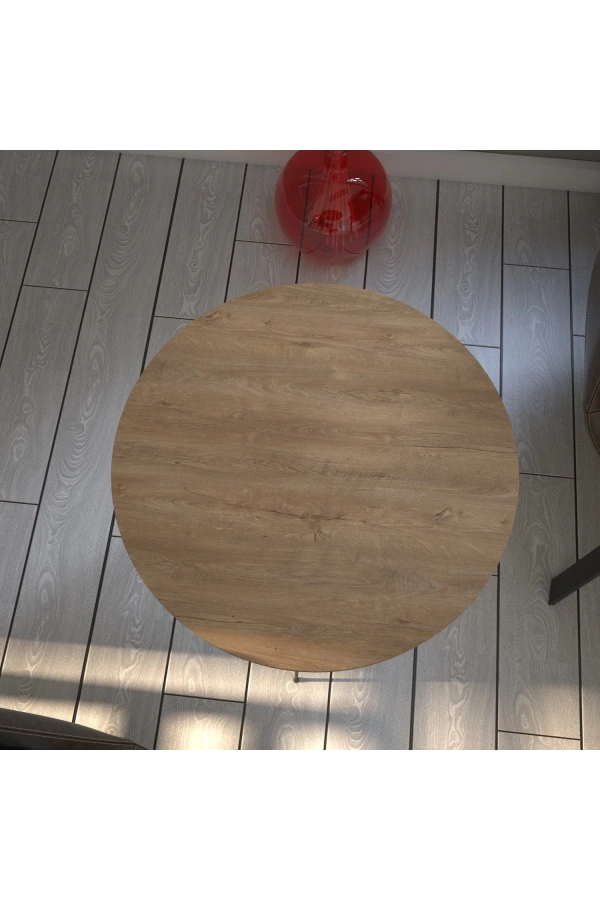 Pasific Home Sandalf Yan Sehpa, Metal Ayaklı, Koyu Meşe