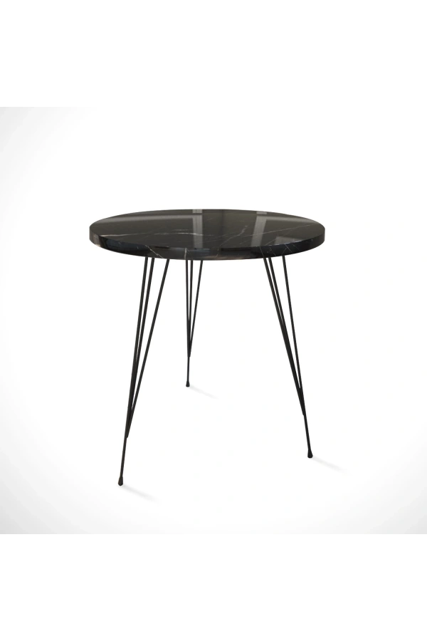 Pasific Home Sandalf Yan Sehpa, Metal Ayaklı, Siyah Mermer