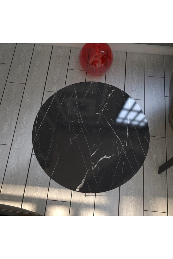 Pasific Home Sandalf Yan Sehpa, Metal Ayaklı, Siyah Mermer