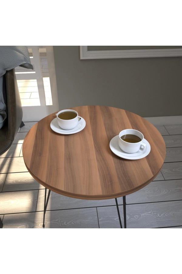 Pasific Home Sandalf Yan Sehpa, Metal Ayaklı, Yeni Ceviz