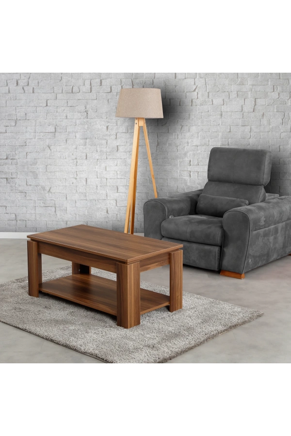 Pasific Home Shelf Raflı Orta Sehpa, Dikdörtgen Sehpa, Ceviz