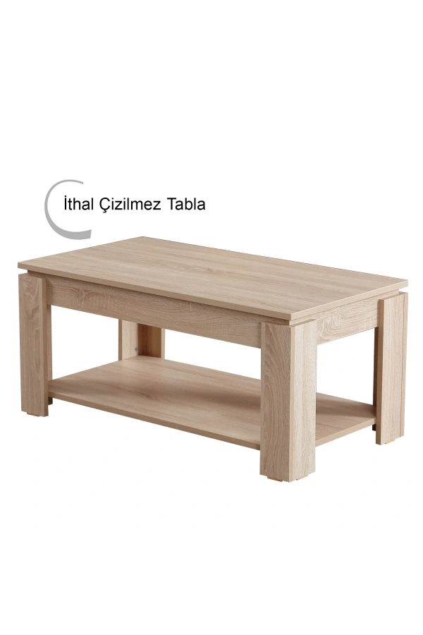 Pasific Home Shelf Raflı Orta Sehpa, Dikdörtgen Sehpa, İthal Meşe