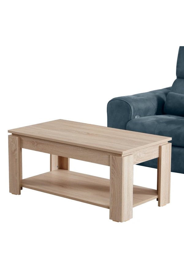 Pasific Home Shelf Raflı Orta Sehpa, Dikdörtgen Sehpa, İthal Meşe