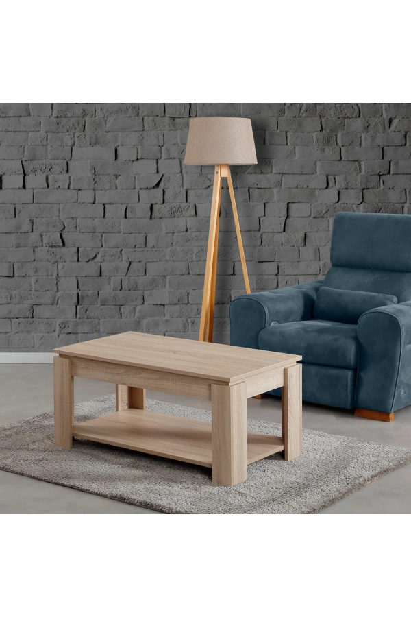 Pasific Home Shelf Raflı Orta Sehpa, Dikdörtgen Sehpa, İthal Meşe