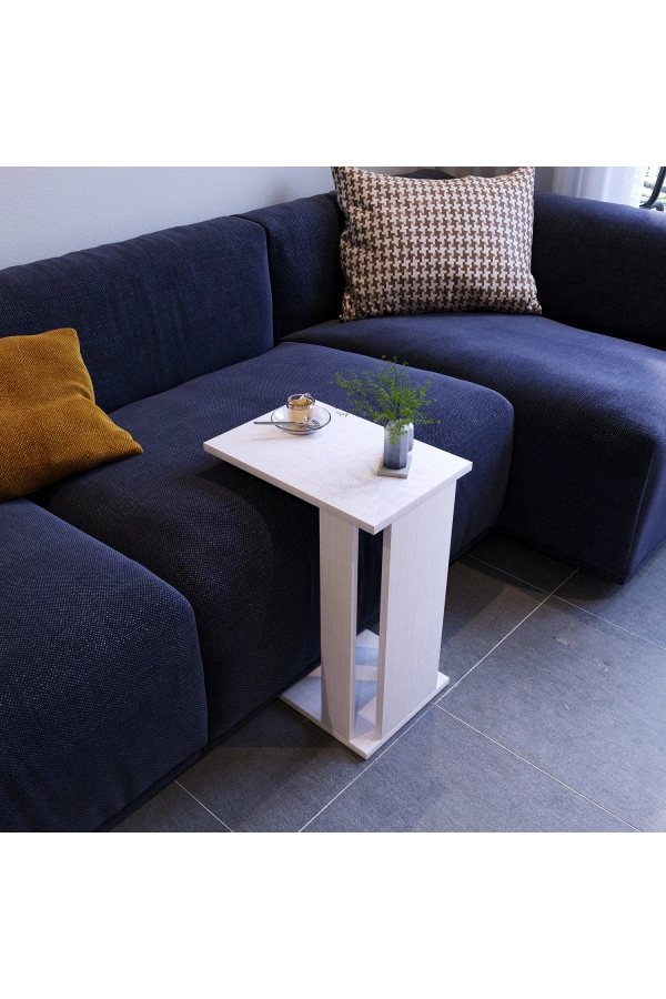 Pasific Home Single Çok Amaçlı Tekerlekli C Sehpa ,Koltuk Sehpası - Açık Koton