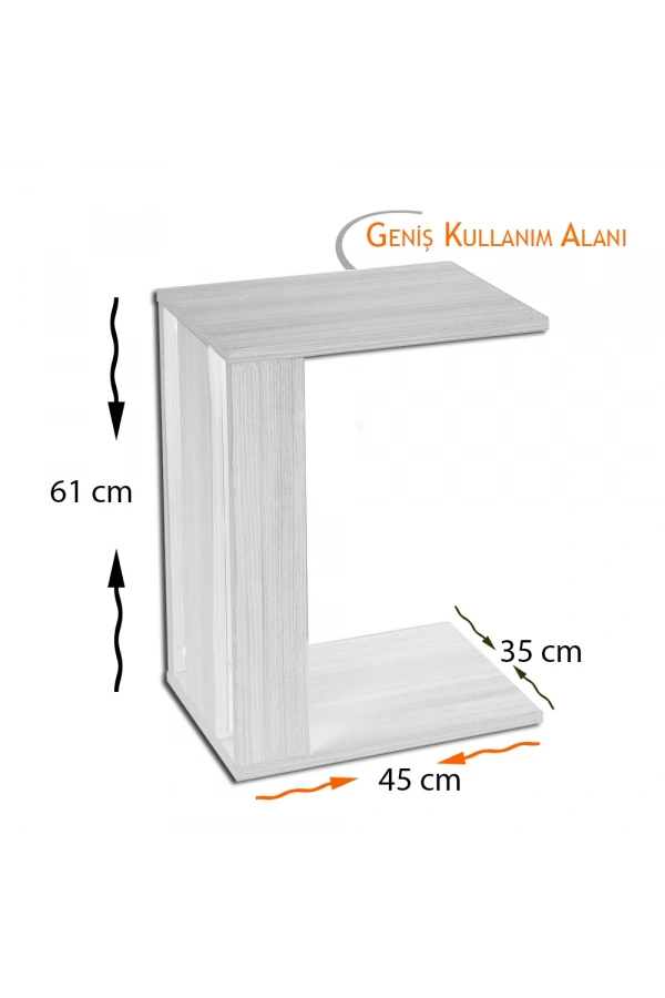 Pasific Home Single Çok Amaçlı Tekerlekli C Sehpa ,Koltuk Sehpası, Amazonas