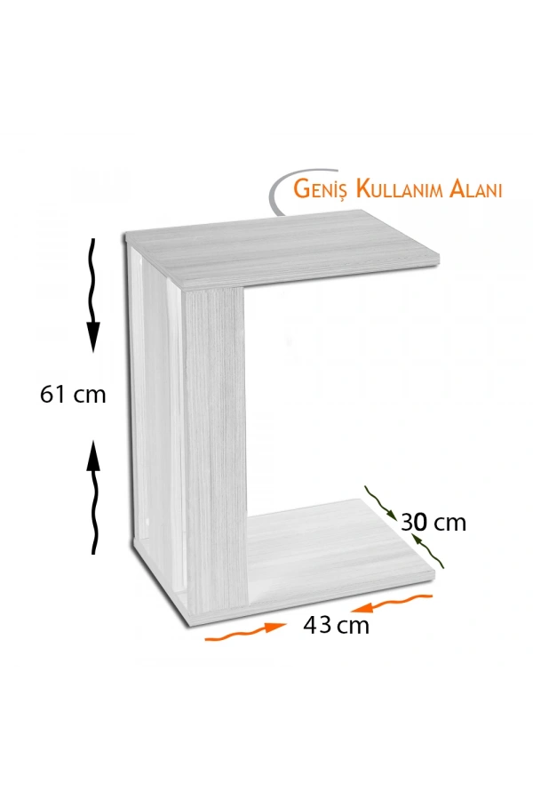 Pasific Home Single Çok Amaçlı Tekerlekli C Sehpa ,Koltuk Sehpası - Siyah Mermer