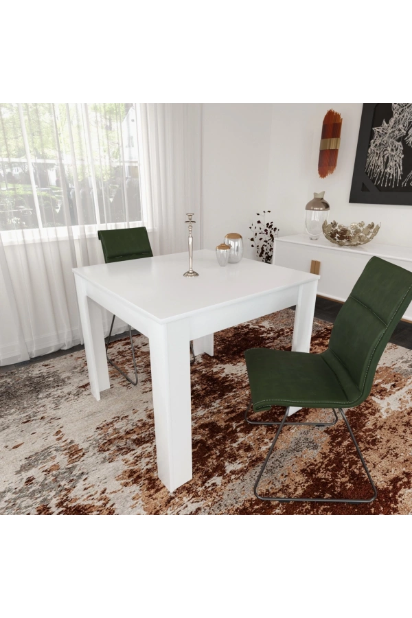 Pasific Home Single Mutfak Yemek Masası, 90x90 cm, Kare, Parlak Beyaz