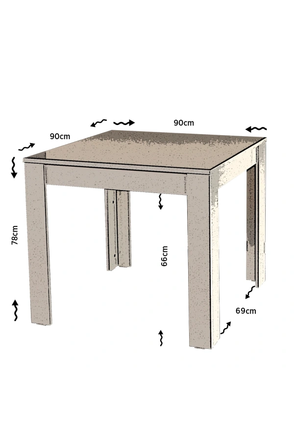 Pasific Home Single Mutfak Yemek Masası, 90x90 cm, Kare, Parlak Beyaz