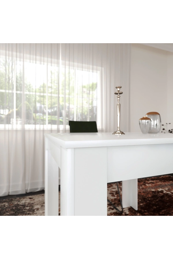 Pasific Home Single Mutfak Yemek Masası, 90x90 cm, Kare, Parlak Beyaz