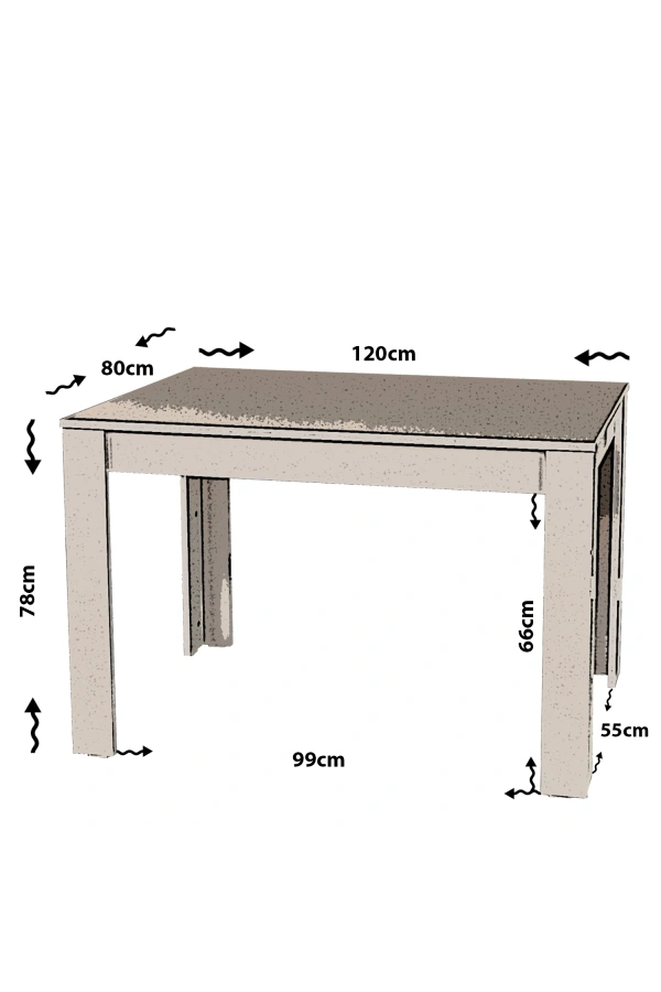 Pasific Home Single Mutfak Yemek Masası, 120 x80 cm, Dikdörtgen, Meşe