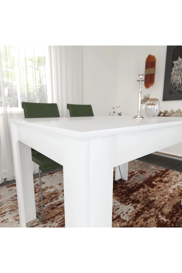 Pasific Home Single Mutfak Yemek Masası, 120x80 cm, Dikdörtgen, Parlak Beyaz