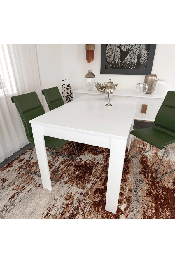 Pasific Home Single Mutfak Yemek Masası, 120x80 cm, Dikdörtgen, Parlak Beyaz