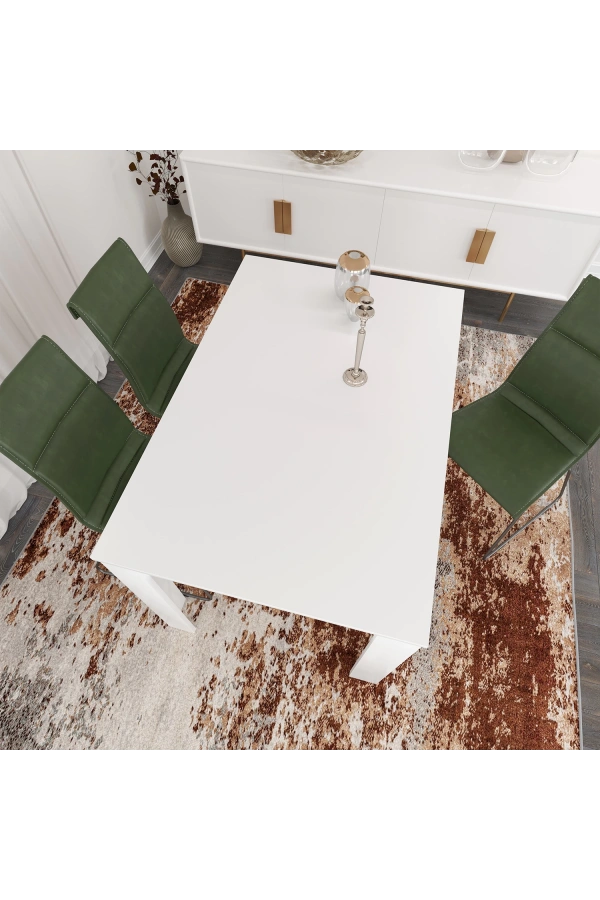 Pasific Home Single Mutfak Yemek Masası, 120x80 cm, Dikdörtgen, Parlak Beyaz