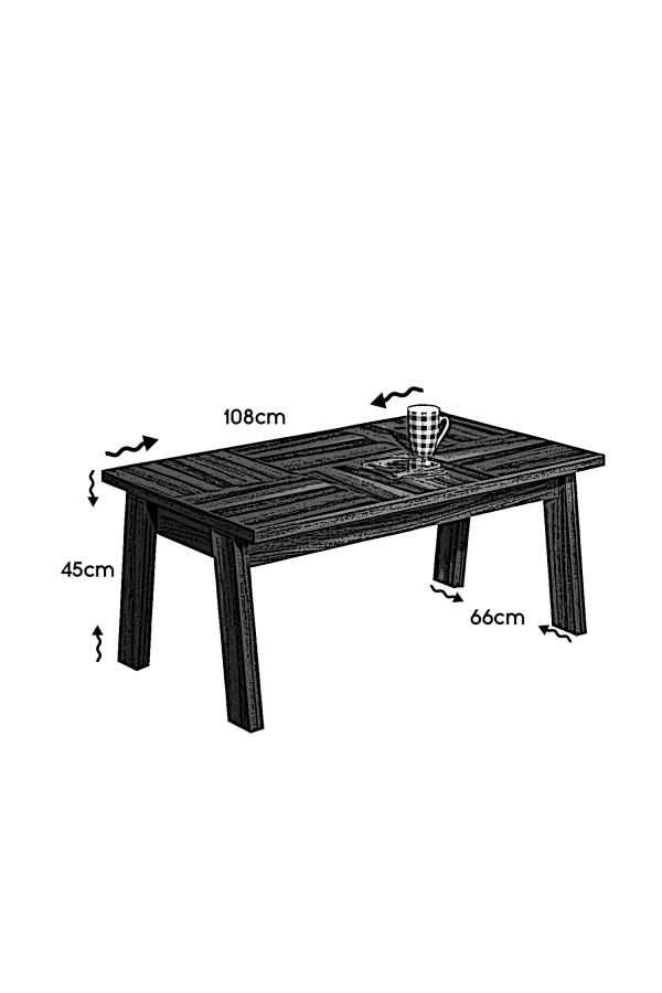 Pasific Home Story Dikdörtgen Orta Sehpa, Yüksek Ayaklı Sehpa, Ceviz