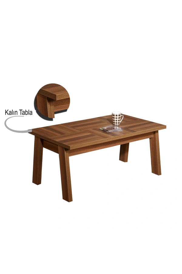 Pasific Home Story Dikdörtgen Orta Sehpa, Yüksek Ayaklı Sehpa, Ceviz