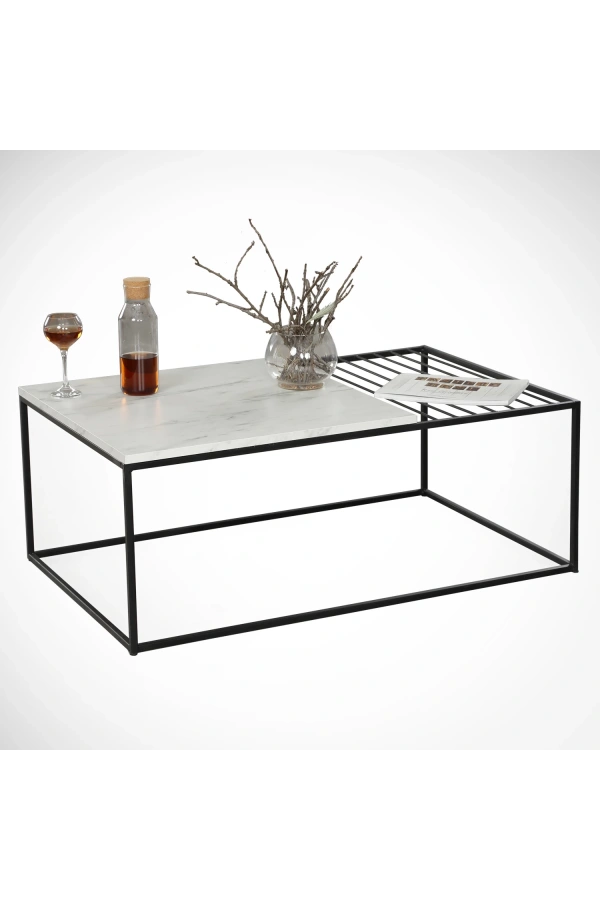 Pasific Home Zinus Metal Orta Sehpa, Beyaz Mermer