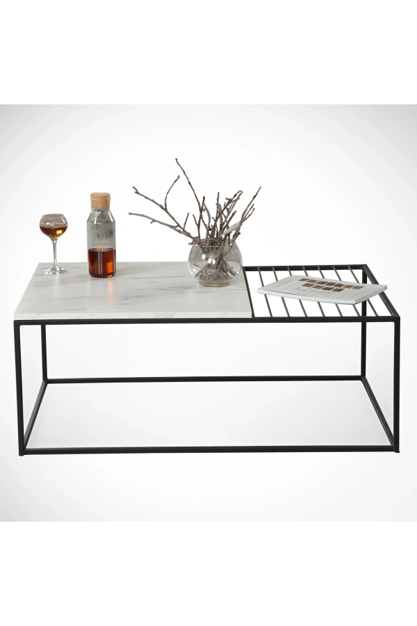 Pasific Home Zinus Metal Orta Sehpa, Beyaz Mermer