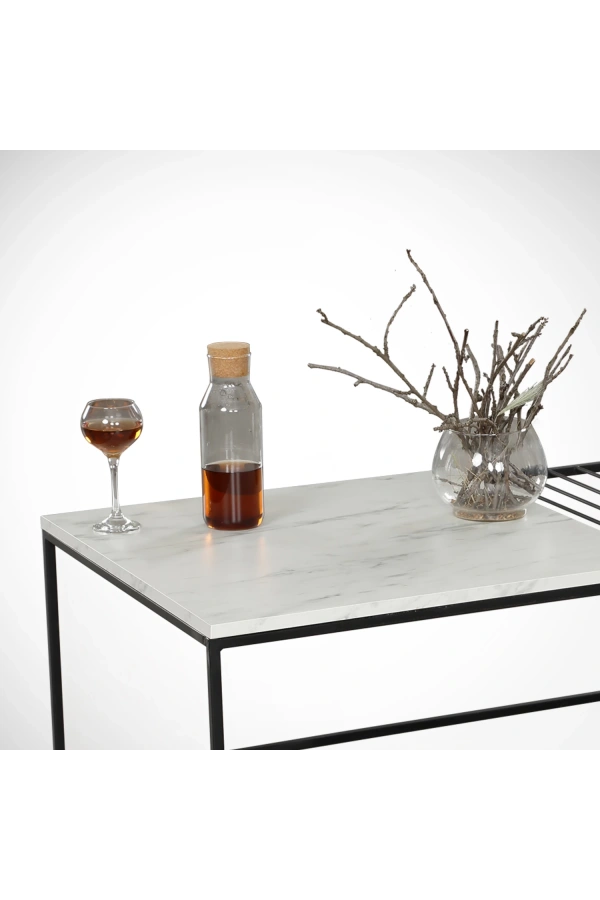 Pasific Home Zinus Metal Orta Sehpa, Beyaz Mermer