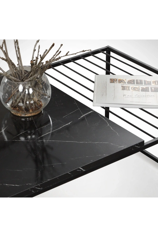 Pasific Home Zinus Metal Orta Sehpa, Siyah Mermer