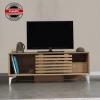 Pasific Home Lulu Metal Ayaklı Sürgülü Tv Ünitesi, 125 Cm, Meşe