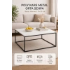 Pasific Home Poly Kare Metal Orta Sehpa, Beyaz Mermer