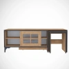 Pasific Home Revival Metal Ayaklı Sürgülü Tv Ünitesi, Zigon Sehpalı, 150 Cm, Koyu Meşe