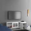 Pasific Home Revival Metal Ayaklı Sürgülü Tv Ünitesi, Zigon Sehpalı, 150 Cm, Ahşap Beyaz