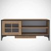 Pasific Home Revival Metal Ayaklı Sürgülü Tv Ünitesi,125 Cm, Koyu Meşe