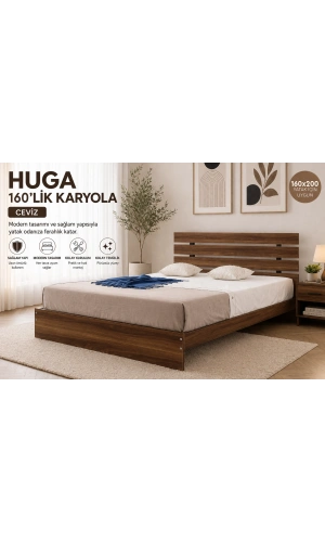 Pasific Home Huga Çift Kişilik 160 X 200 Başlıklı Karyola, Ceviz