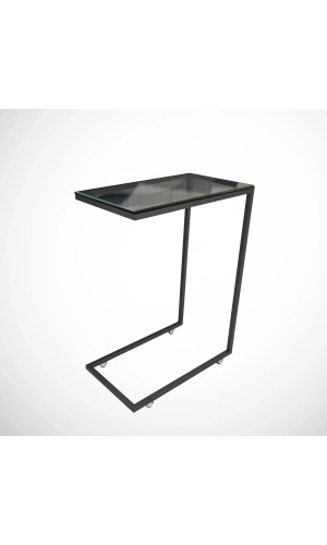 Pasific Home Callen Cam Yan Sehpa, Metal Tekerlekli Yan Sehpa ,Cam