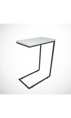 Pasific Home Callen Yan Sehpa, Metal Tekerlekli Yan Sehpa ,Ahşap Beyaz