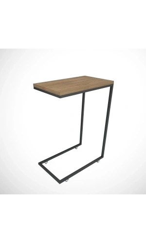 Pasific Home Callen Yan Sehpa, Metal Tekerlekli Yan Sehpa , Koyu Meşe