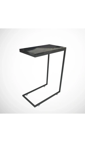 Pasific Home Callen Yan Sehpa, Metal Tekerlekli Yan Sehpa ,Siyah Mermer