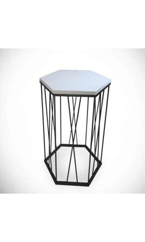 Pasific Home Cetrus Yan Sehpa, Metal Servis Sehpası, Ahşap Beyaz