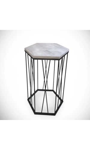 Pasific Home Cetrus Yan Sehpa, Metal Servis Sehpası, Beyaz Meşe