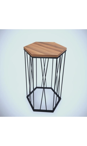 Pasific Home Cetrus Yan Sehpa, Metal Servis Sehpası, Ceviz