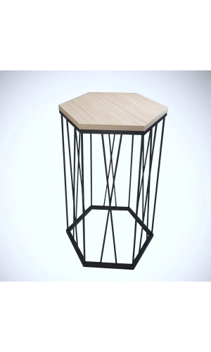 Pasific Home Cetrus Yan Sehpa, Metal Servis Sehpası, Meşe