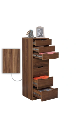 Pasific Home Flow Çekmeceli Şifonyer, Ceviz, 7 Çekmeceli