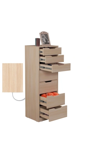 Pasific Home Flow Çekmeceli Şifonyer, Meşe, 7 Çekmeceli