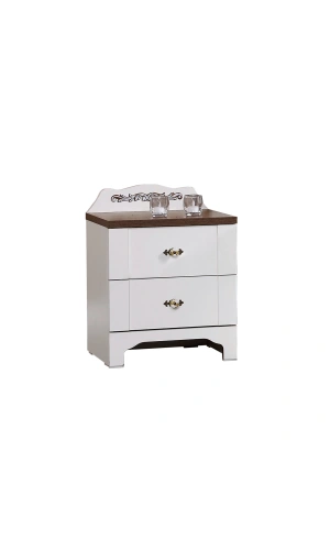 Pasific Home Gazel 2 Çekmeceli Komodin ,Koyu Meşe&Beyaz