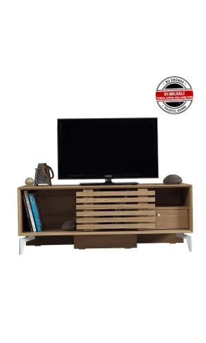 Pasific Home Lulu Metal Ayaklı Sürgülü Tv Ünitesi, 125 Cm, Meşe